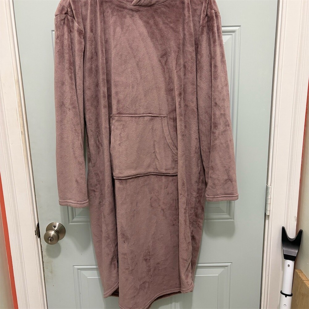 32 Degrees HEAT Sleep Lounger Dress Womens L/XL Mauve Hooded Plush Pocket - Picture 1 of 6